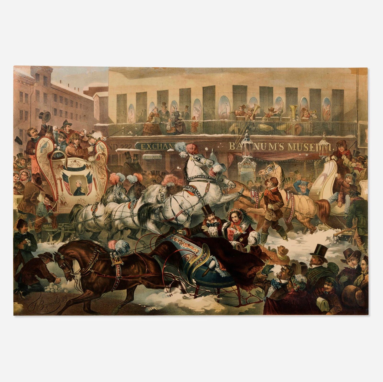 Thomas Benecke, Sleighing in New York / Barnum's Museum (1 of 3)