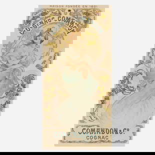 Cognac Comandon: Cognac Comandon 27.25 h x 13.375 w in (69 x 34 cm) From the house that brought us Mucha comes an Art Nouveau creation in an altogether Mucha-esque vein. The master's influence is pervasive: the maiden