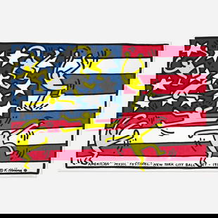 Keith Haring, American Music Festival / NYC Ballet: Keith Haring American Music Festival / NYC Ballet 1988 24 h x 35.875 w in (61 x 91 cm) Haring created this charmingly patriotic design for the 40th Anniversary of the New York City Ballet; it was on