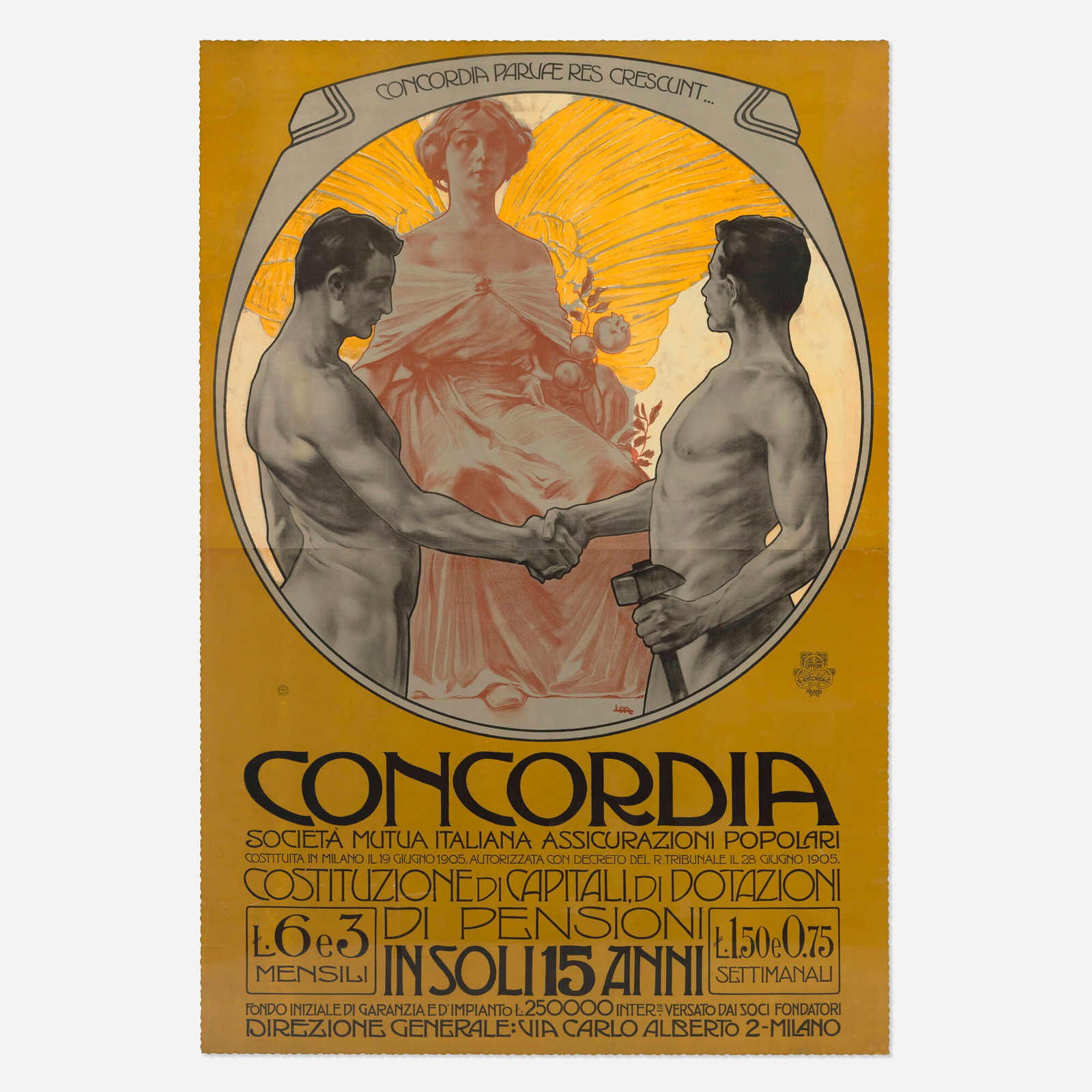 Leopoldo Metlicovitz, Concordia vintage poster (1 of 3)