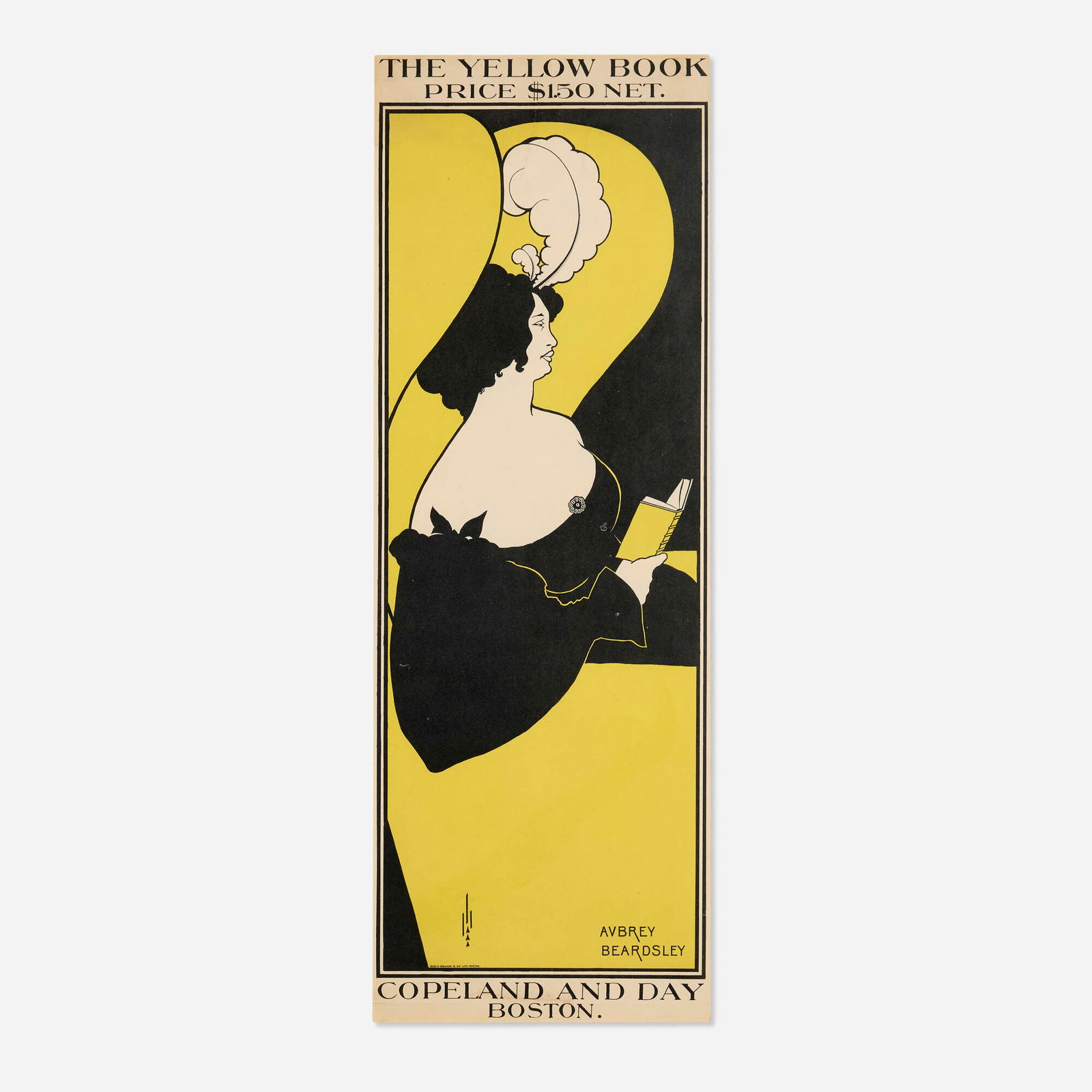 Aubrey Beardsley, The Yellow Book vintage poster: Aubrey Beardsley The Yellow Book vintage poster 1894 25.75 h × 9 w in (65 × 23 cm) Originally used to advertise a line of children's books, here Beardsley's design announces the January 1895 issue o