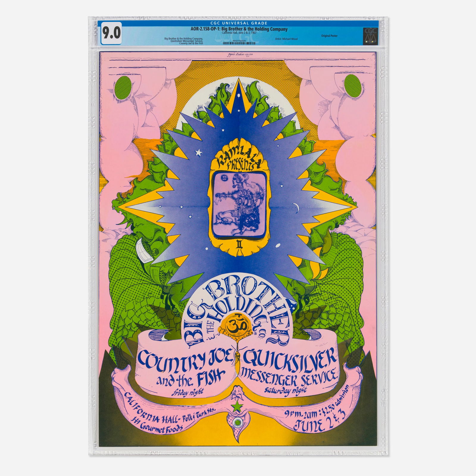 Pyxis Studios, AOR-2.158-OP-1 Big Brother & the Holding Company 1967 California Hall CGC 9.0 (1 of 1)