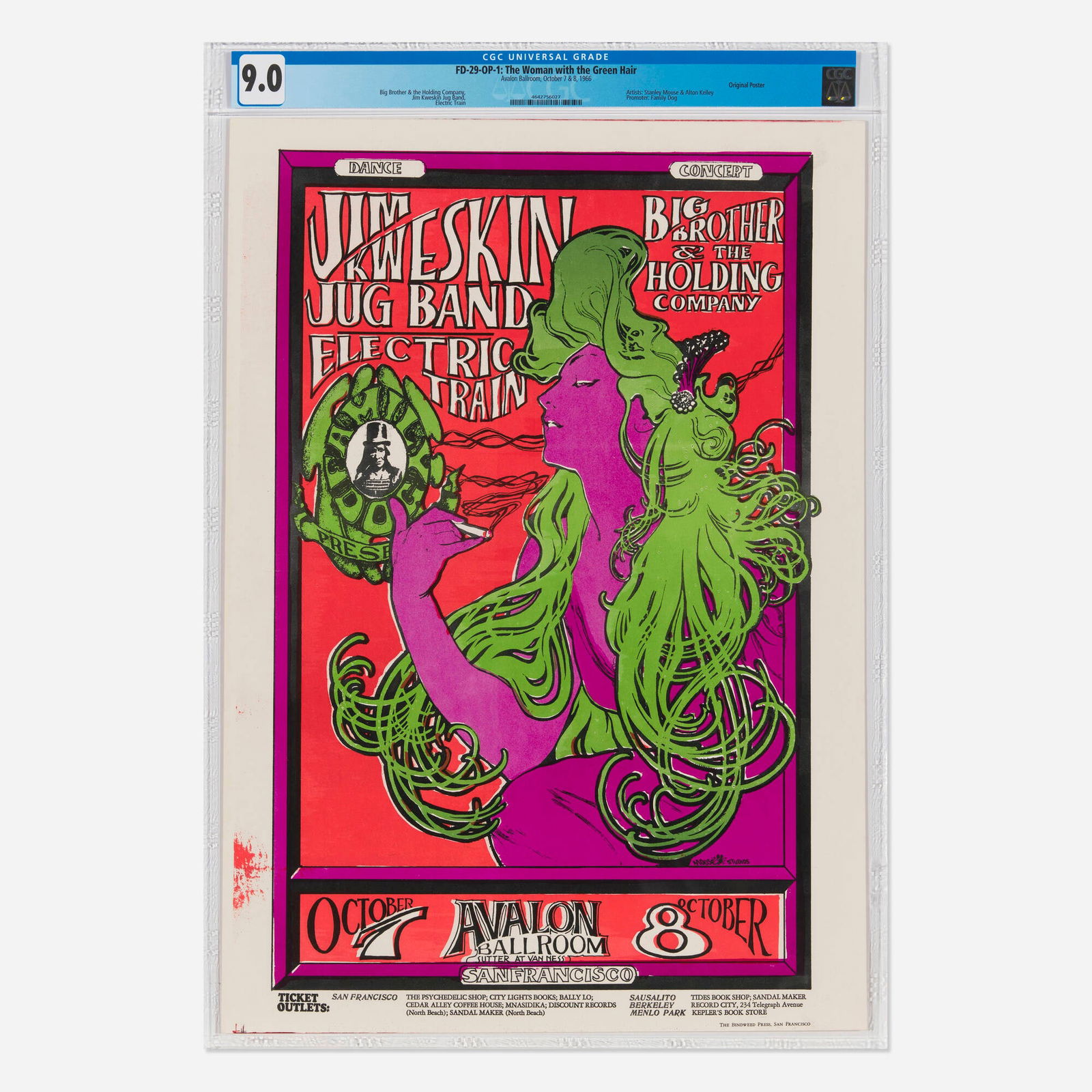 Mouse Studios, FD-29-OP-1 Big Brother & The Holding Company 1966 Avalon Ballroom CGC 9.0 (1 of 1)