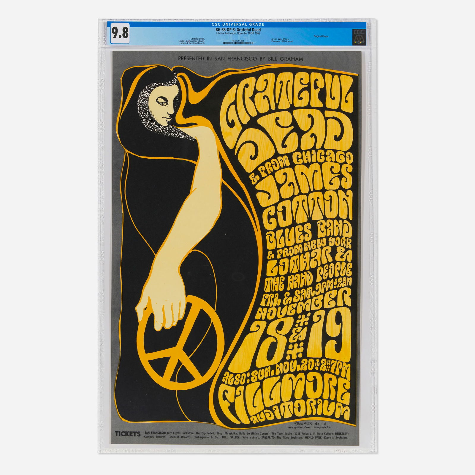 Wes Wilson, BG-38-OP-3 Grateful Dead 1966 Fillmore Auditorium CGC 9.8 (1 of 1)
