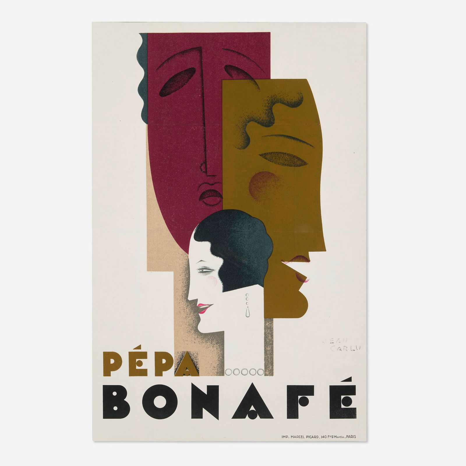 Jean Carlu, Pepa Bonafe vintage poster: Jean Carlu Pepa Bonafe vintage poster 1928 sight: 22.125 h x 14.375 w in (56 x 37 cm) Outside of a few minor credits in small productions for stage and screen, little is known about the actress Pepa