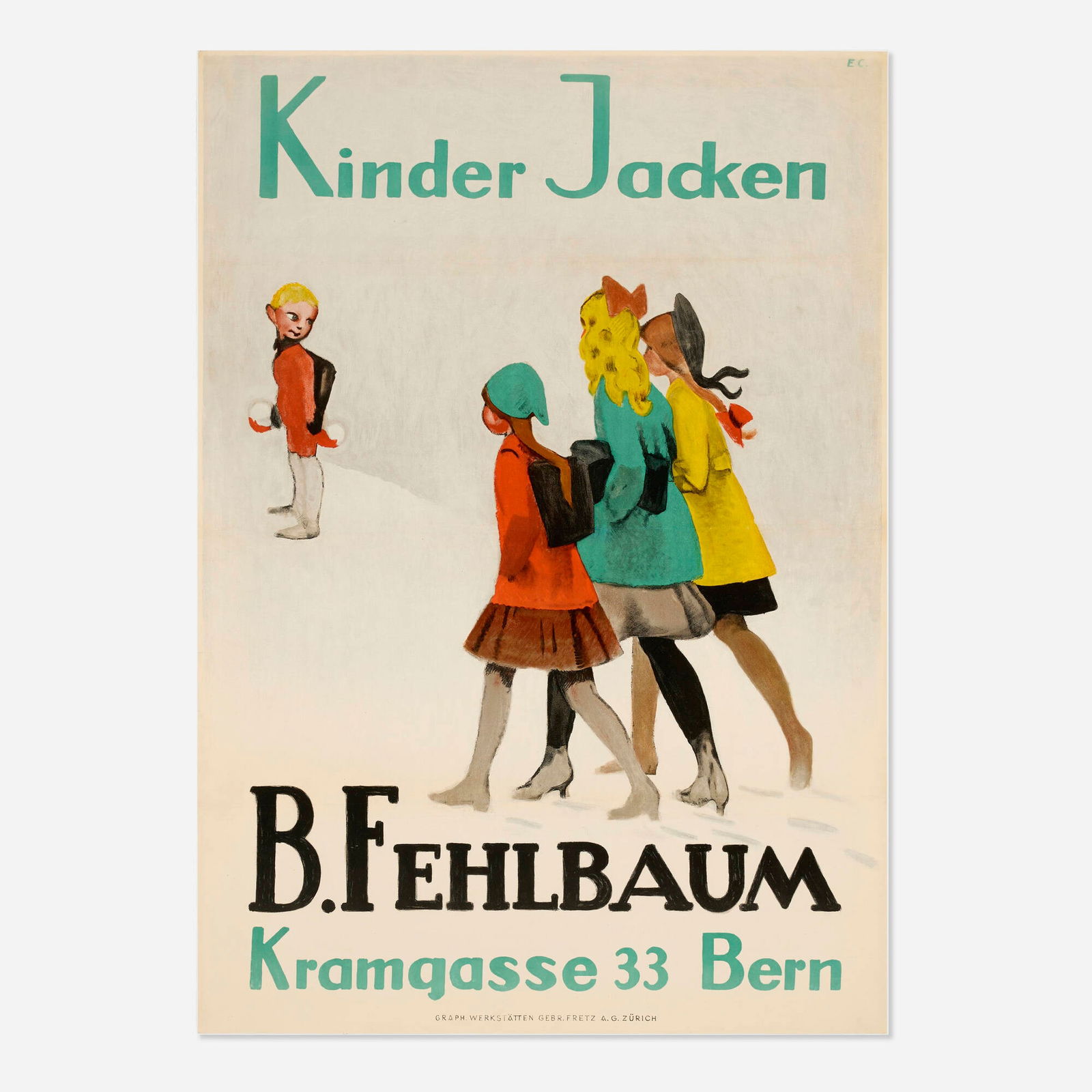 Emil Cardinaux, B. Fehlbaum / Kinder Jacken vintage poster (1 of 2)