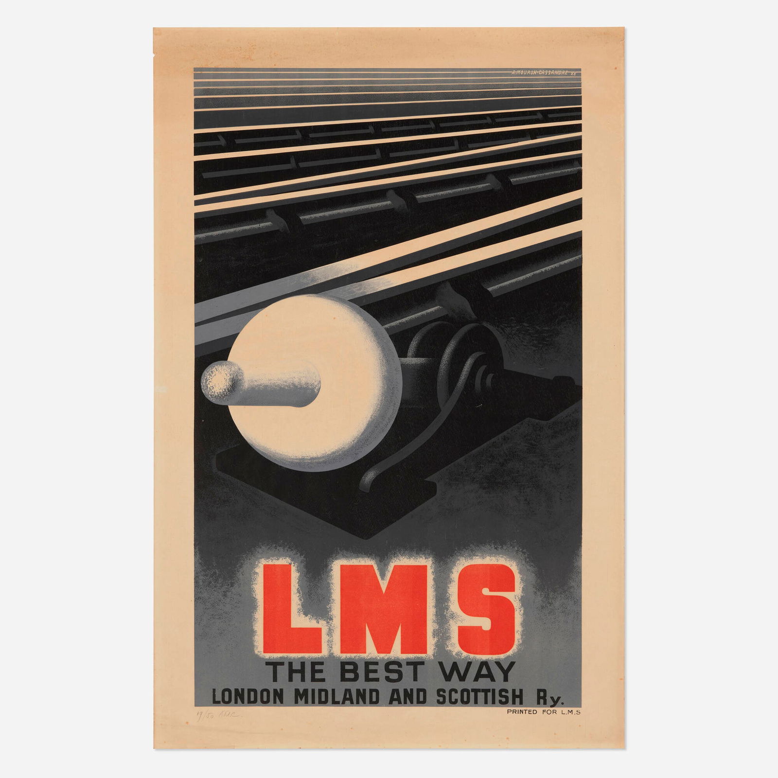 A.M. Cassandre (Adolphe Jean-Marie Mouron), LMS / The Best Way vintage poster (1 of 2)