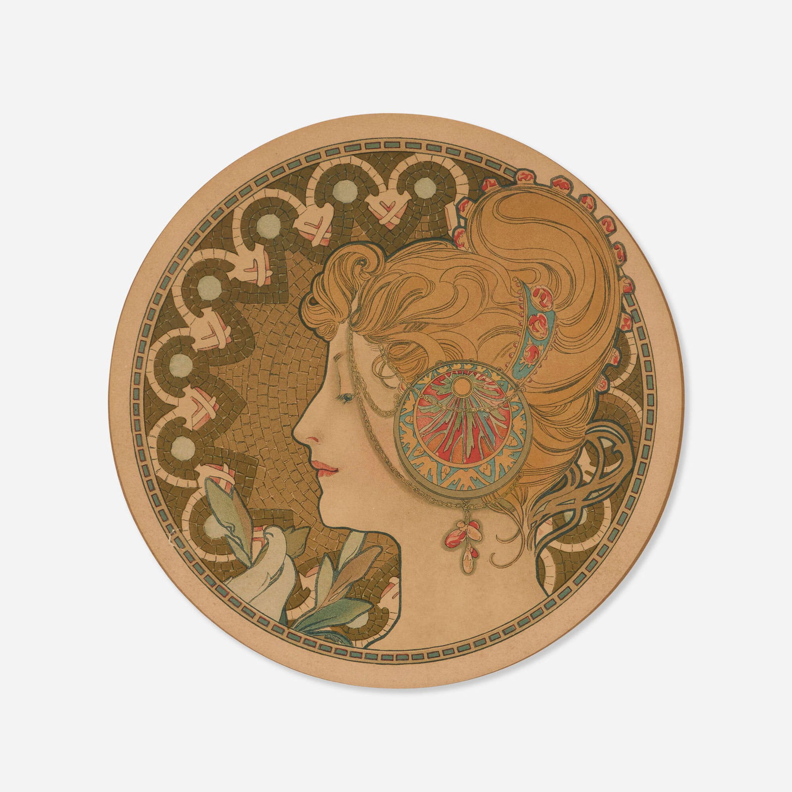 Alphonse Mucha, Quill vintage decorative panel (1 of 3)
