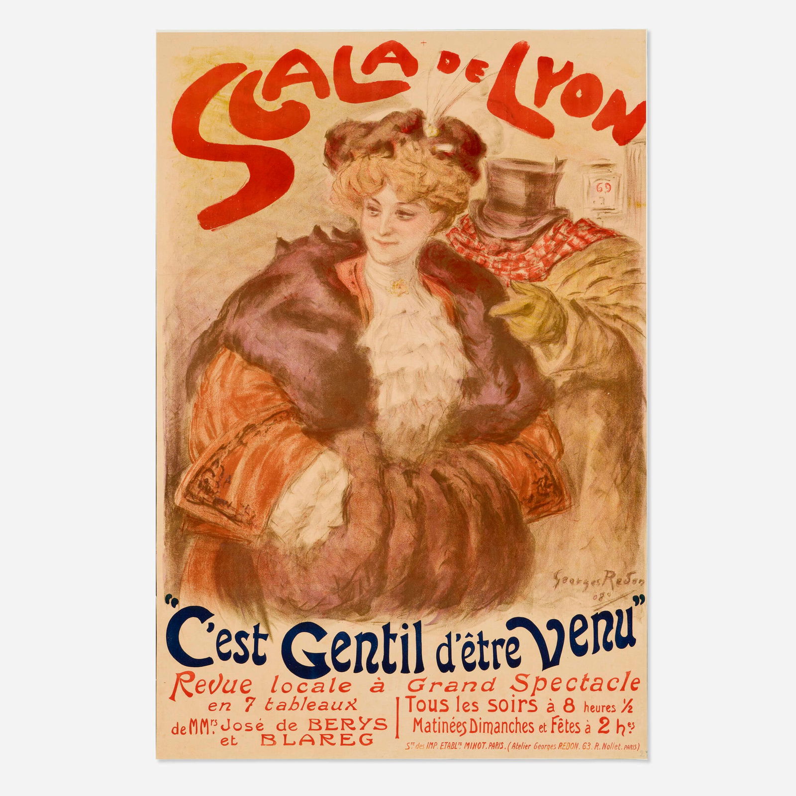 Georges Redon, Scala de Lyon / C'est Gentil d'etre Venu vintage poster (1 of 2)