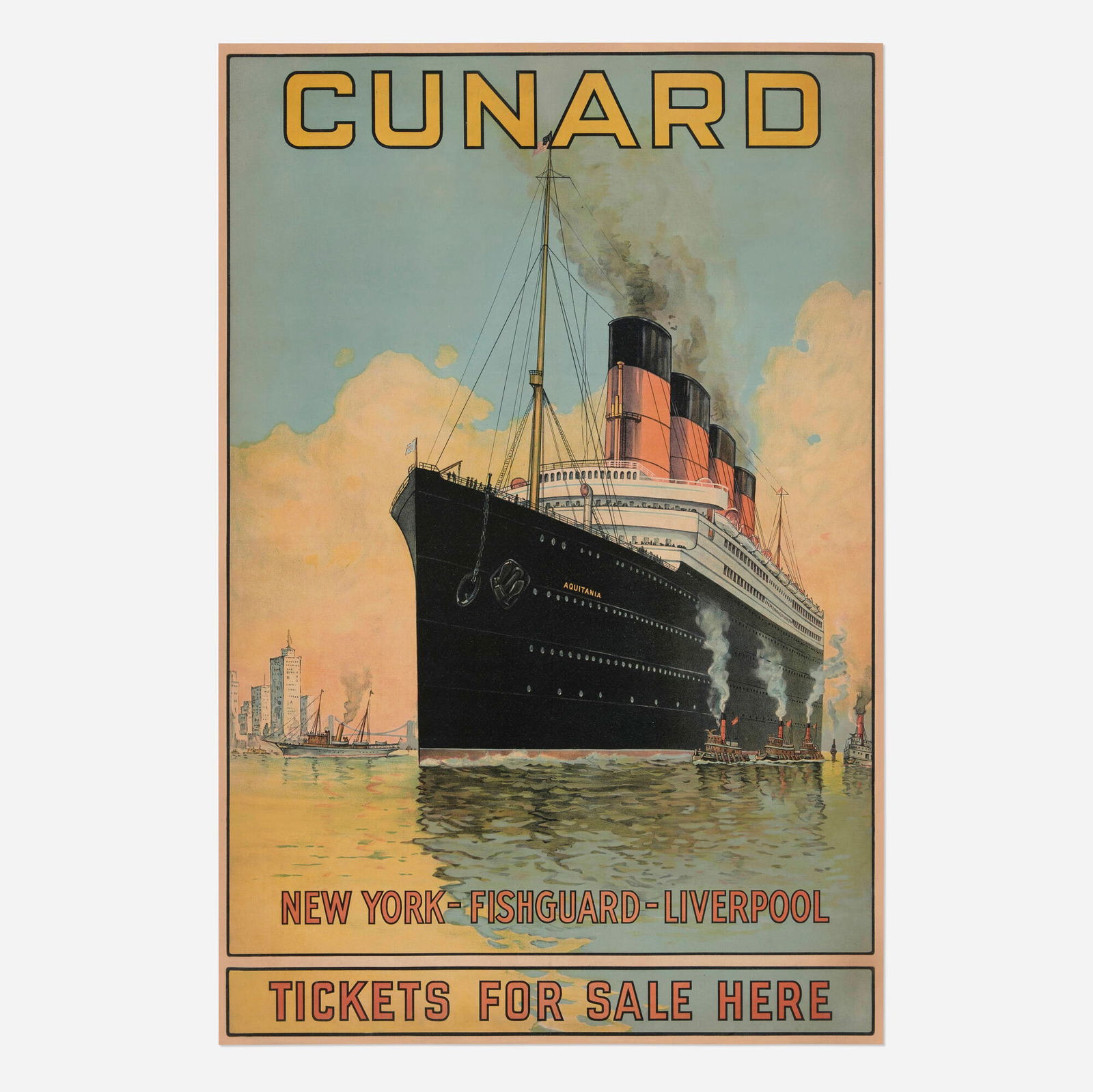 Cunard / New York-Fishguard-Liverpool vintage poster (1 of 2)