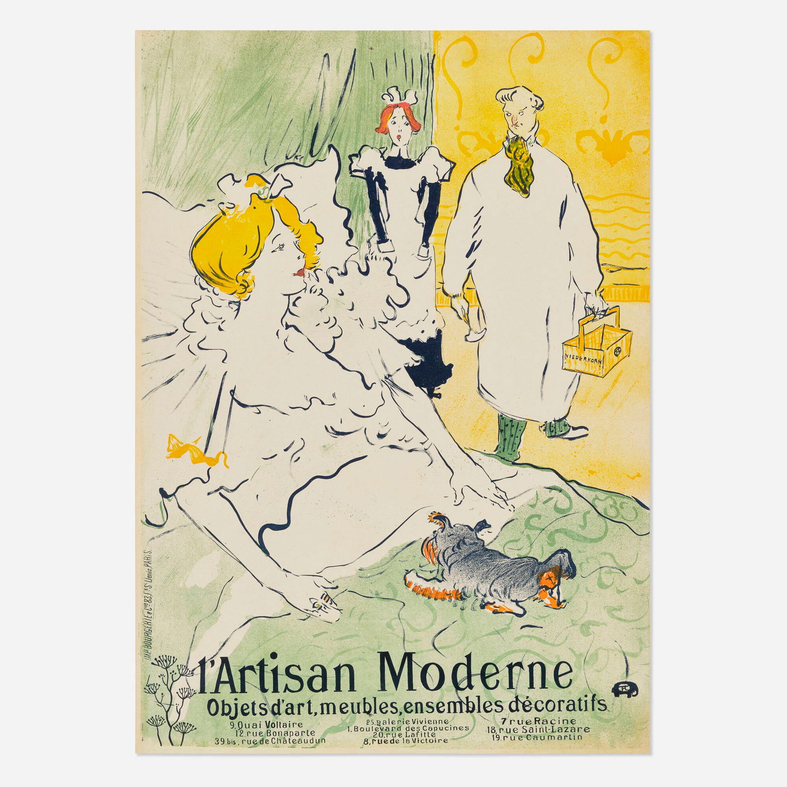 Henri de Toulouse-Lautrec, L'Artisan Moderne vintage poster: Henri de Toulouse-Lautrec L'Artisan Moderne vintage poster 1896 35.5 h x 25.375 w in (90 x 64 cm) Lautrec's friend Andre Marty was a publisher and dealer in graphic arts, and also the founder of a c