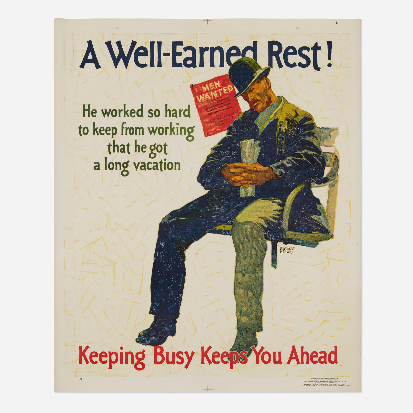 Robert Beebe, Mather / A Well-Earned Rest! work incentive vintage poster (1 of 2)