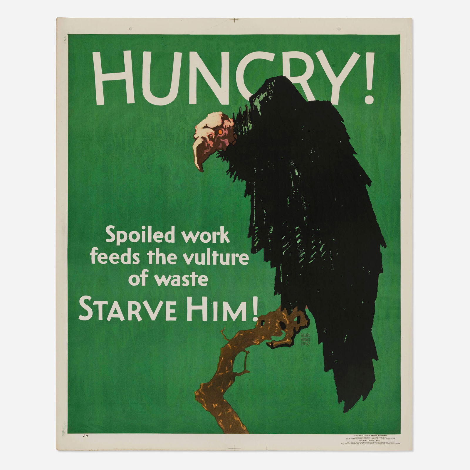 Willard Frederic Elmes, Mather / Hungry! work incentive vintage poster (1 of 2)