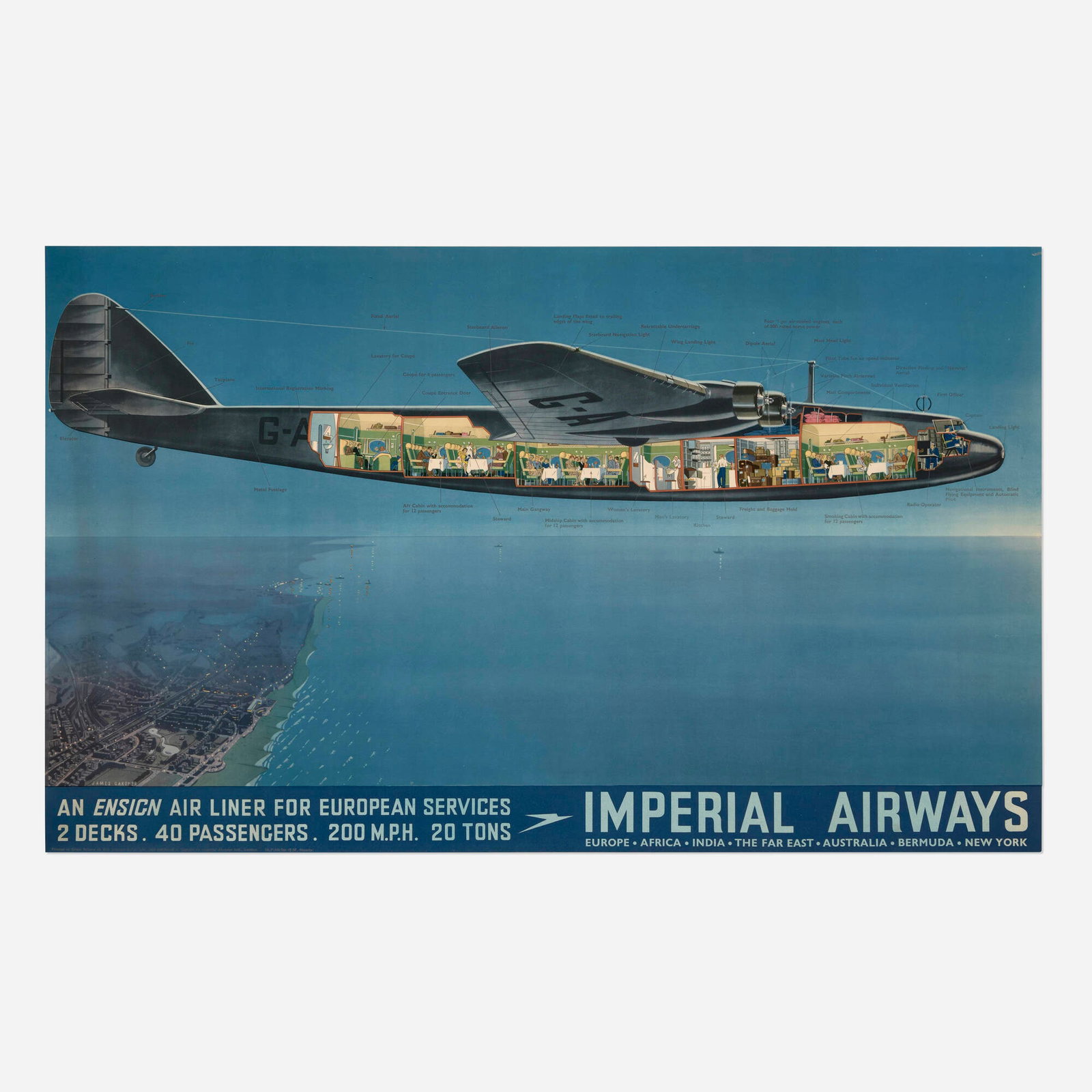 James Gardner, Imperial Airways / Ensign Air Liner vintage cutaway poster (1 of 2)