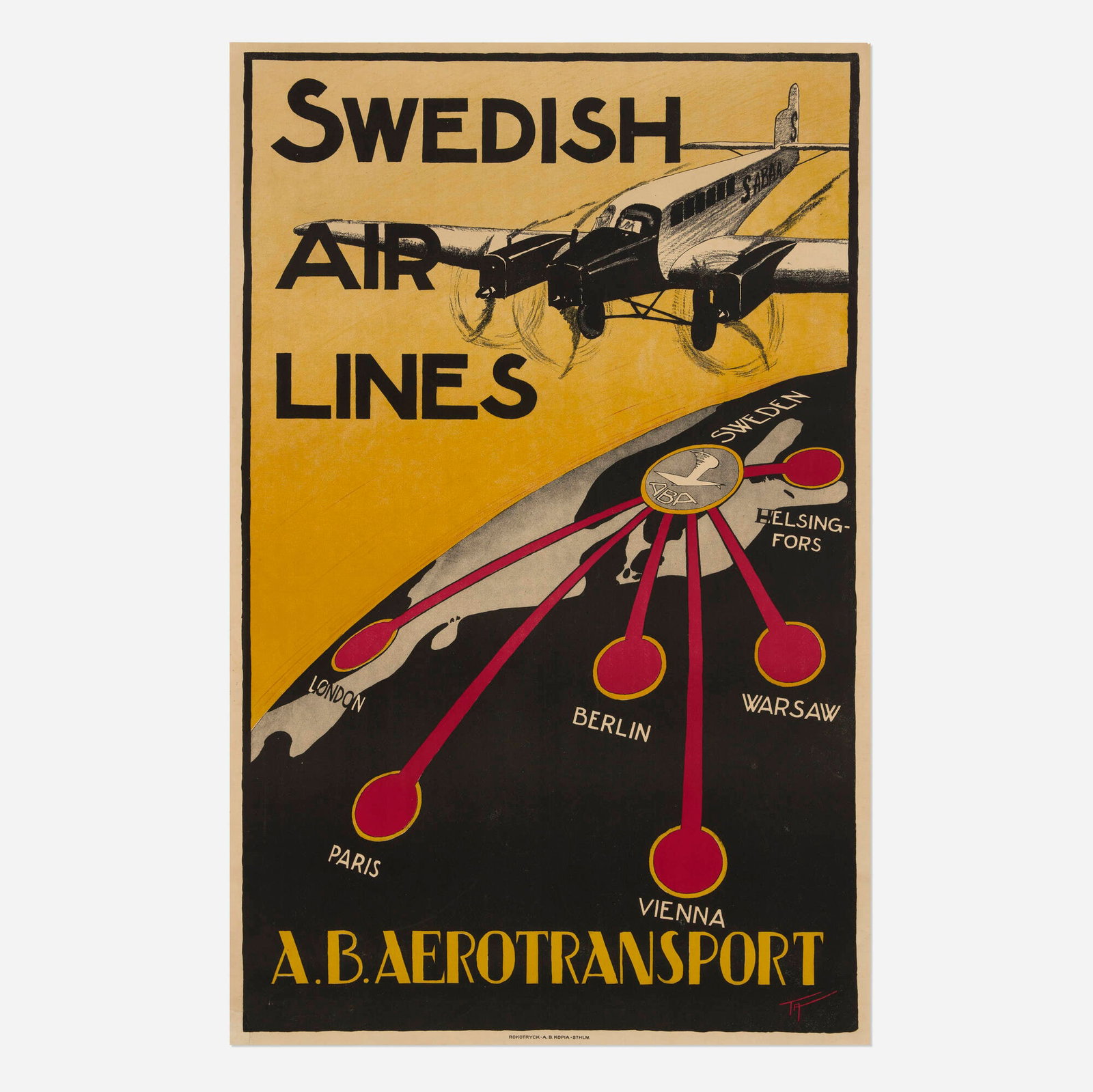 Swedish Air Lines / A.B. Aerotransport vintage poster (1 of 2)