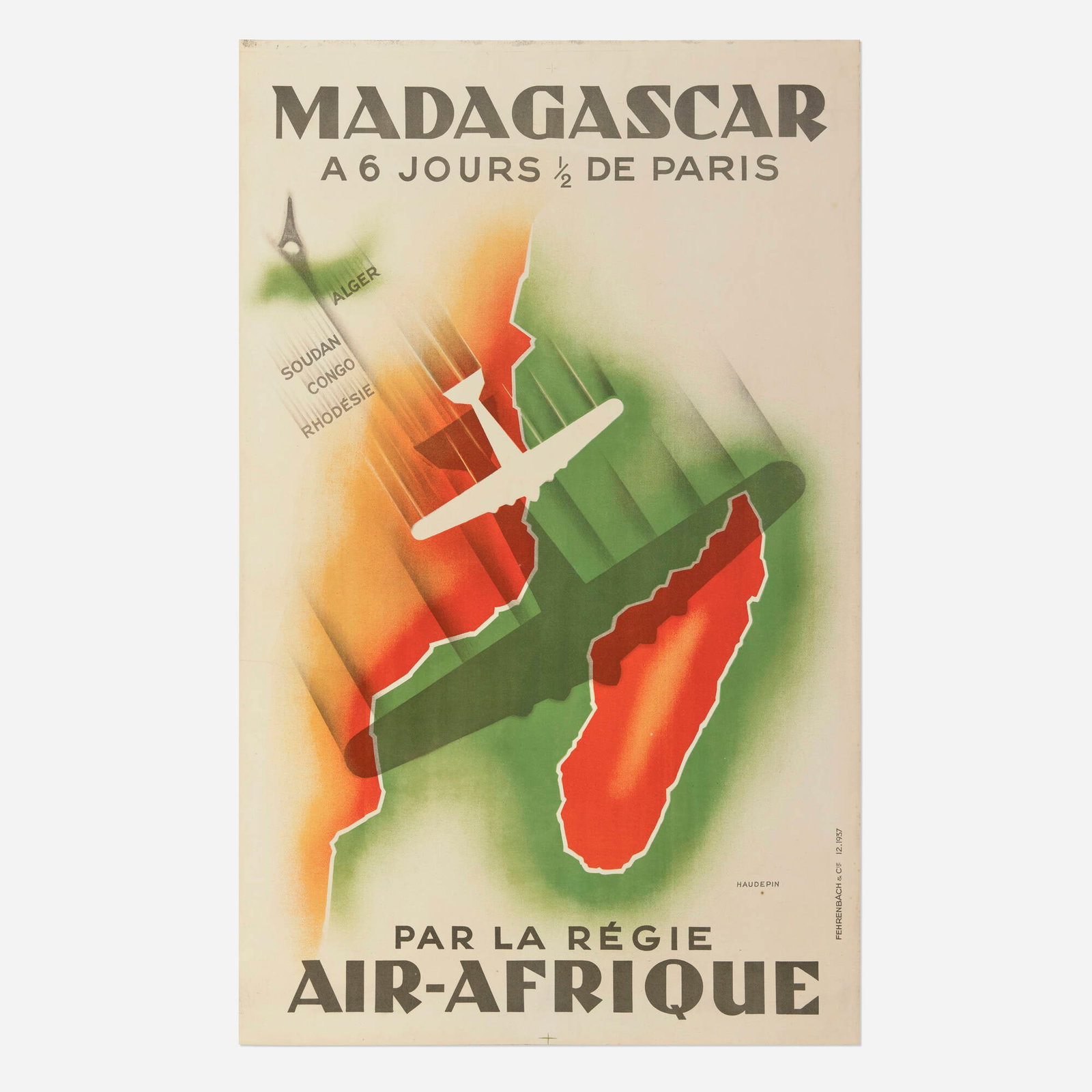 F. Haudepin, Par la Regie Air Afrique / Madagascar vintage poster (1 of 2)