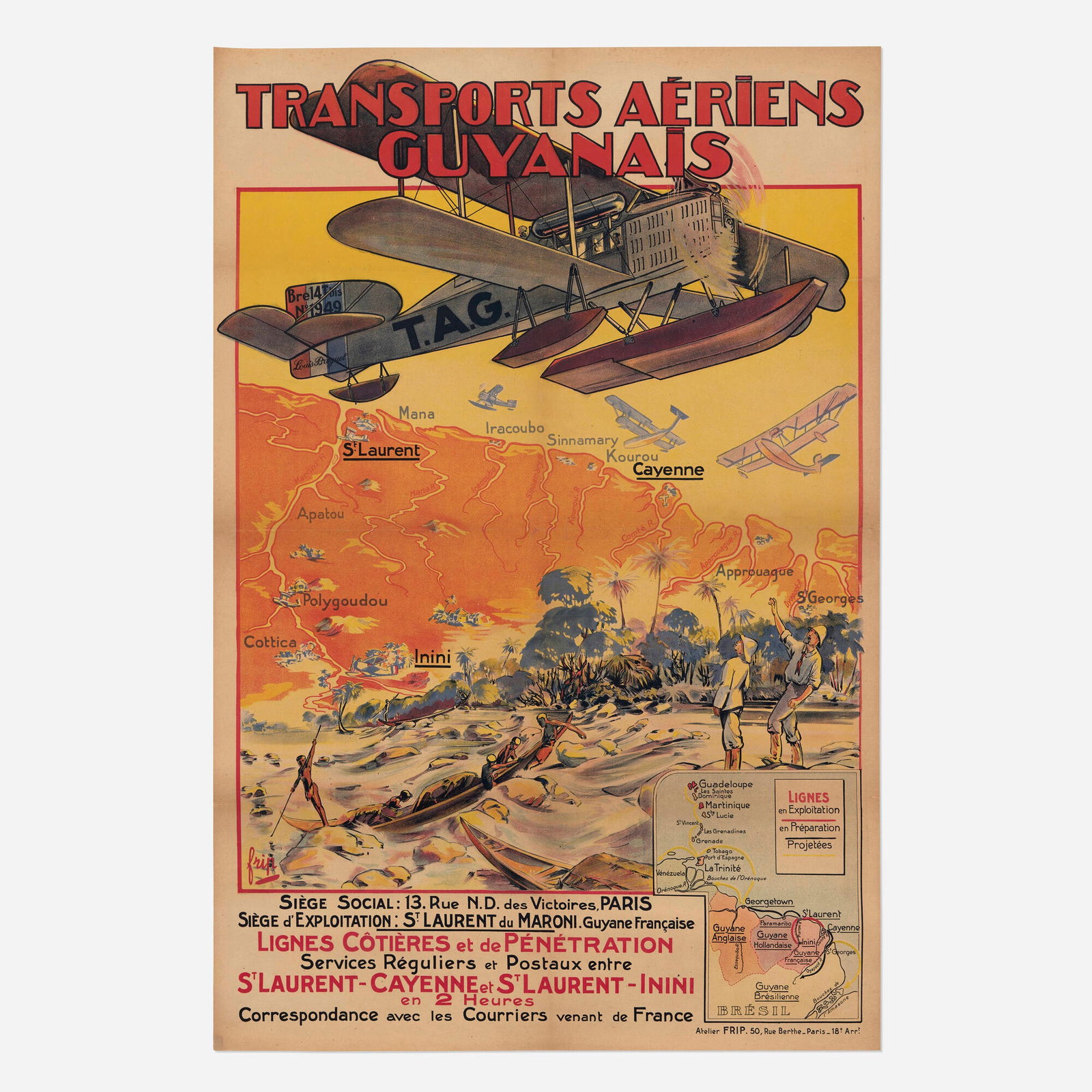 Transports Aeriens Guyanais vintage poster (1 of 2)