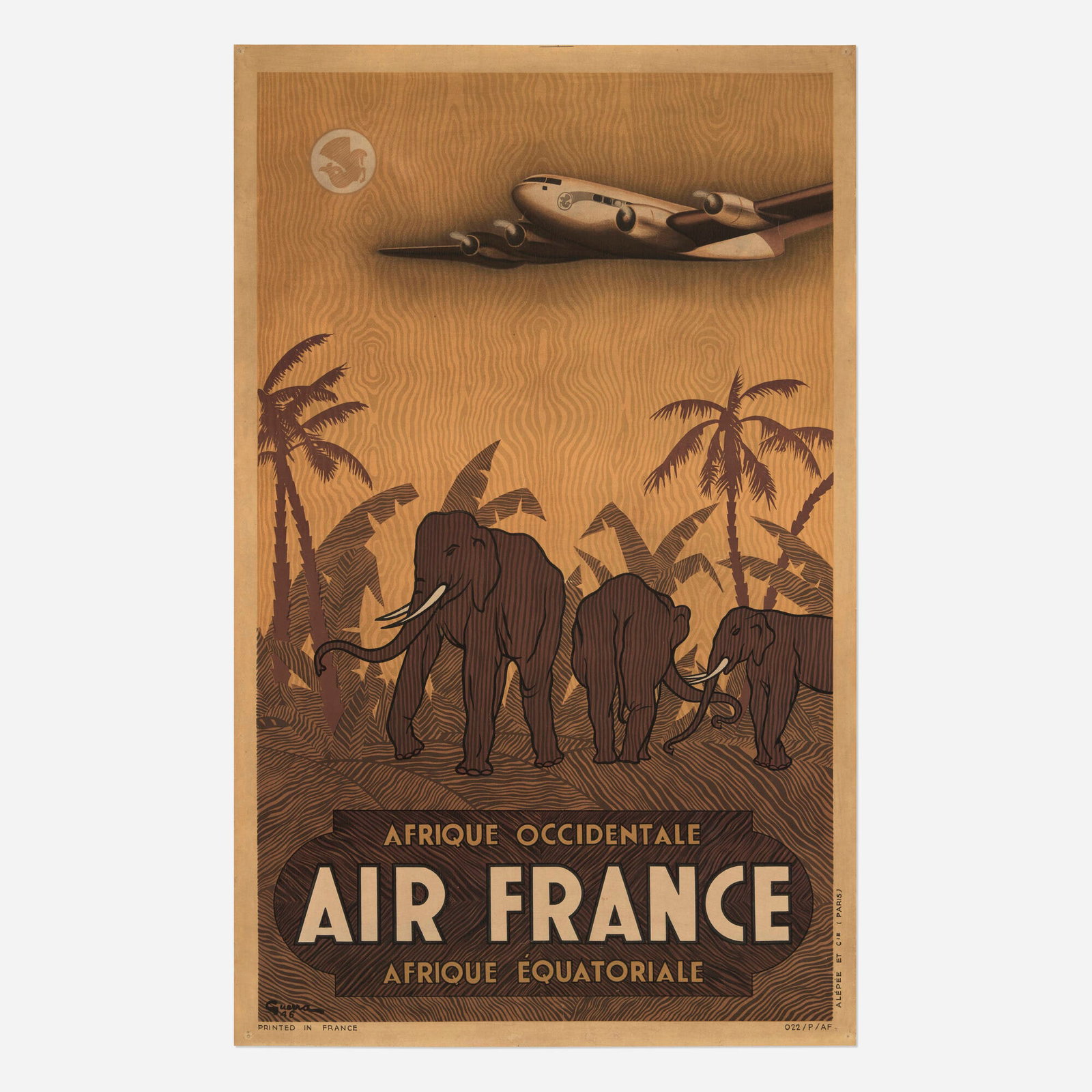 Vincent Guerra, Air France / Afrique Occidentale / Afrique Equatoriale vintage poster (1 of 2)
