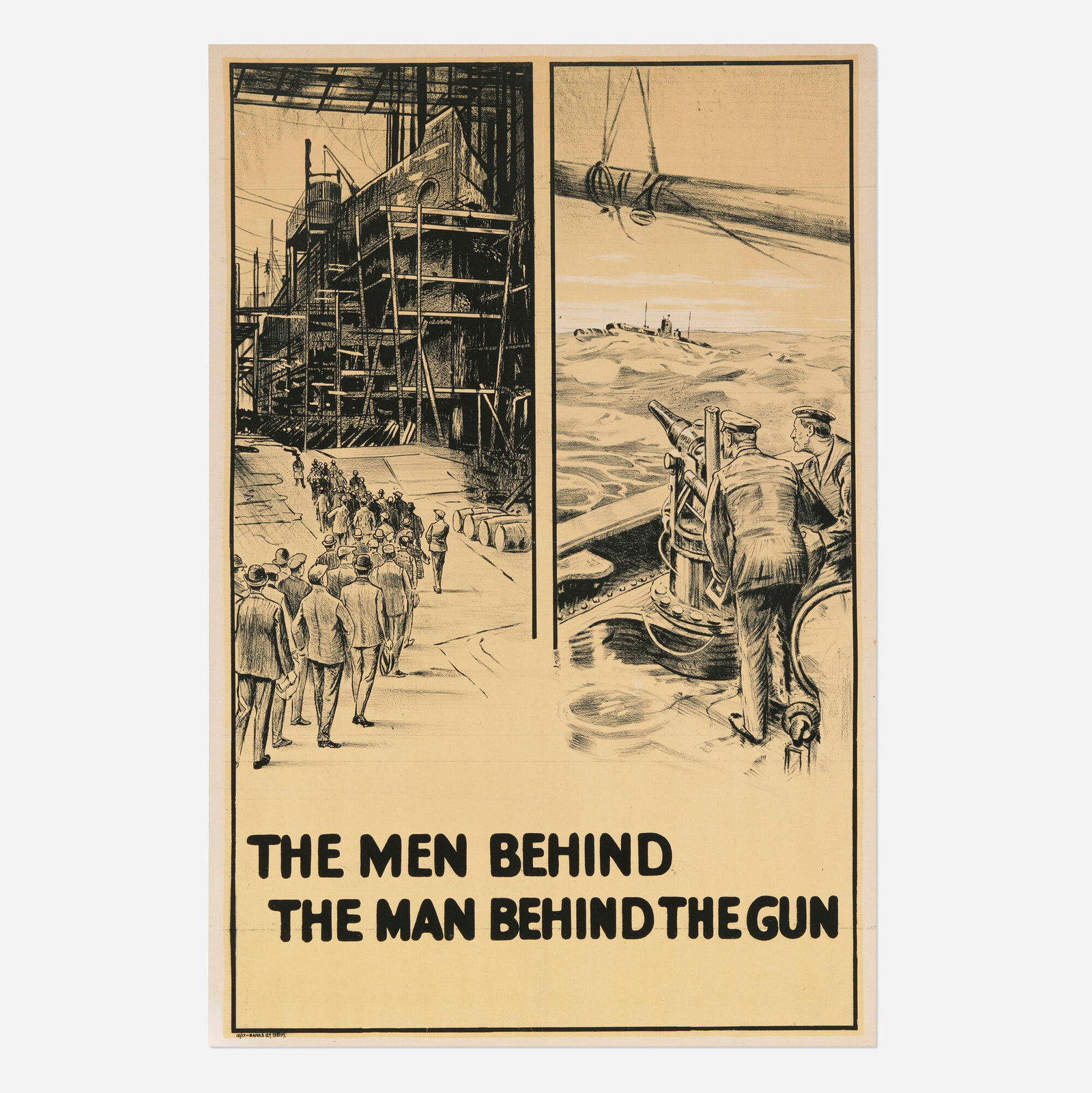 Ernest Charles Wallcousins, The Men Behind the Man Behind the Gun / World War I vintage poster (1 of 2)