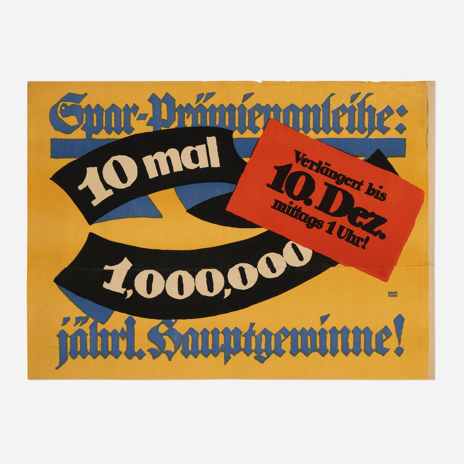 Lucian Bernhard, Spar-Pramienanleihe / 10 mal 1,000,000 / World War I vintage poster (1 of 2)