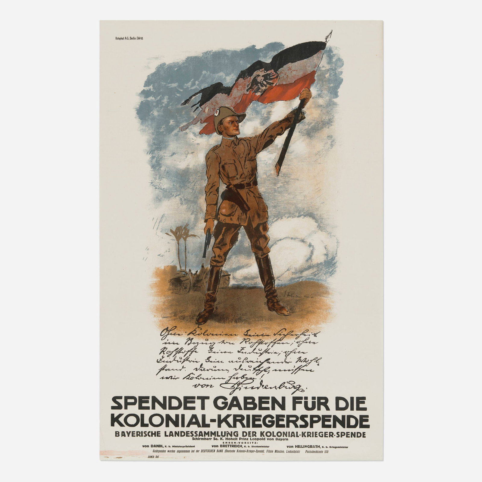 G. Halemann, Spendet Gaben fur die Kolonial-Kriegerspende / World War I vintage poster (1 of 2)
