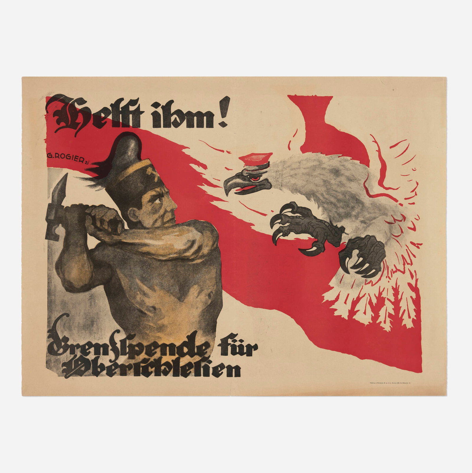 Georges Rogier, Helft ihm! Grenzspende fur Oberschlesien vintage poster (1 of 2)