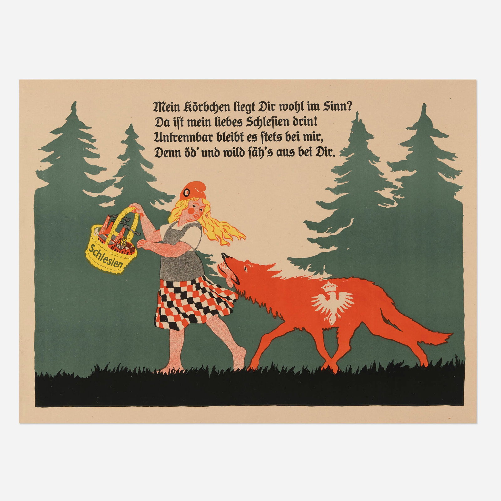 Mein Korbchen liegt Dir wohl im Sinn? / Upper Silesia Plebiscite vintage poster (1 of 2)
