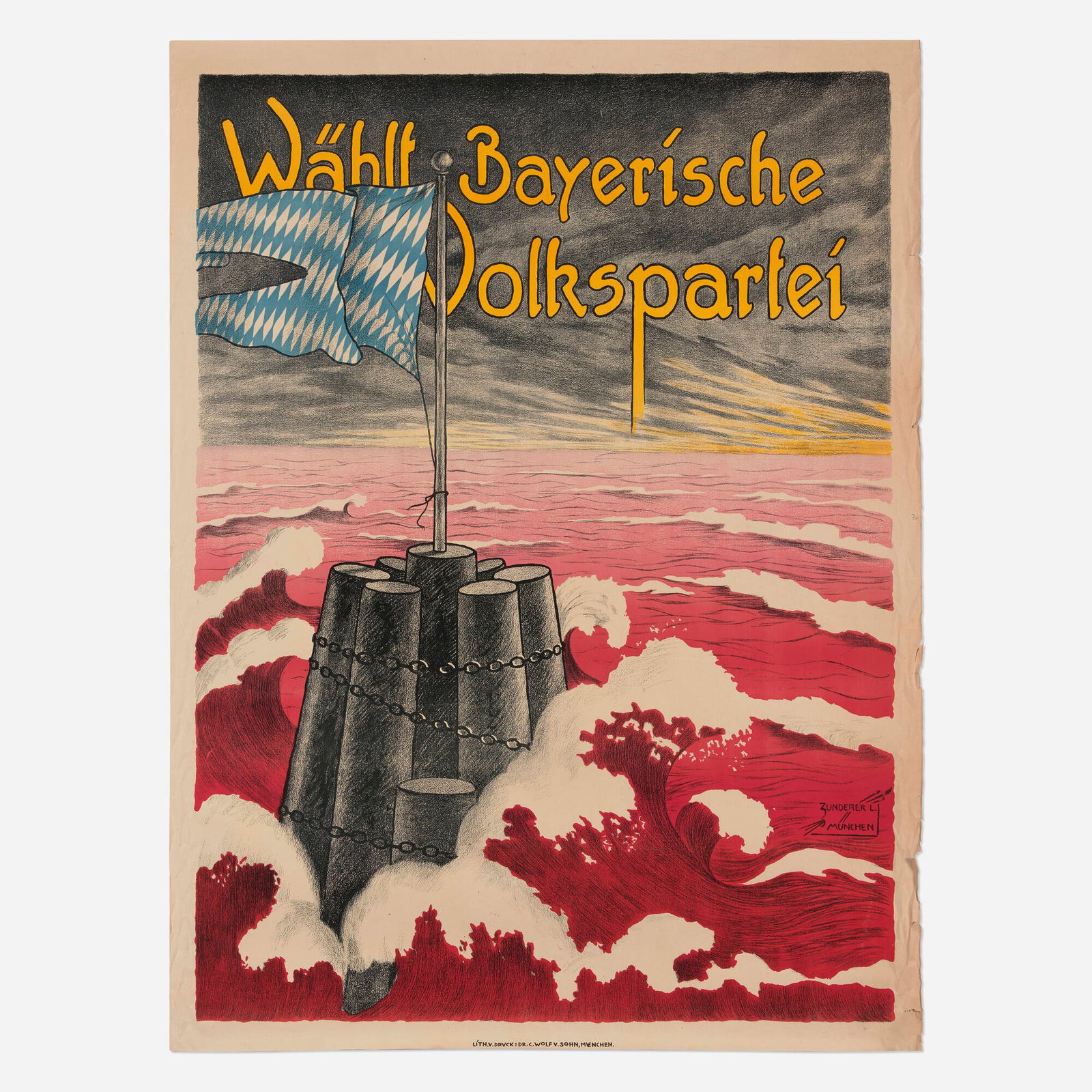 L. Zunderer, Wahlt Bayerische Volkspartei (Vote Bavarian People's Party) vintage poster (1 of 2)
