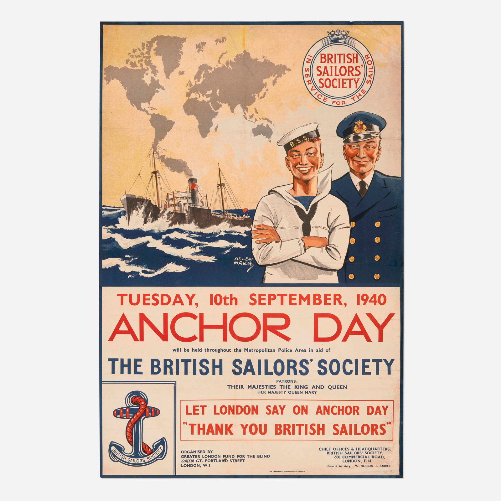 Helen McKie, The British Sailors' Society / Anchor Day vintage poster (1 of 2)