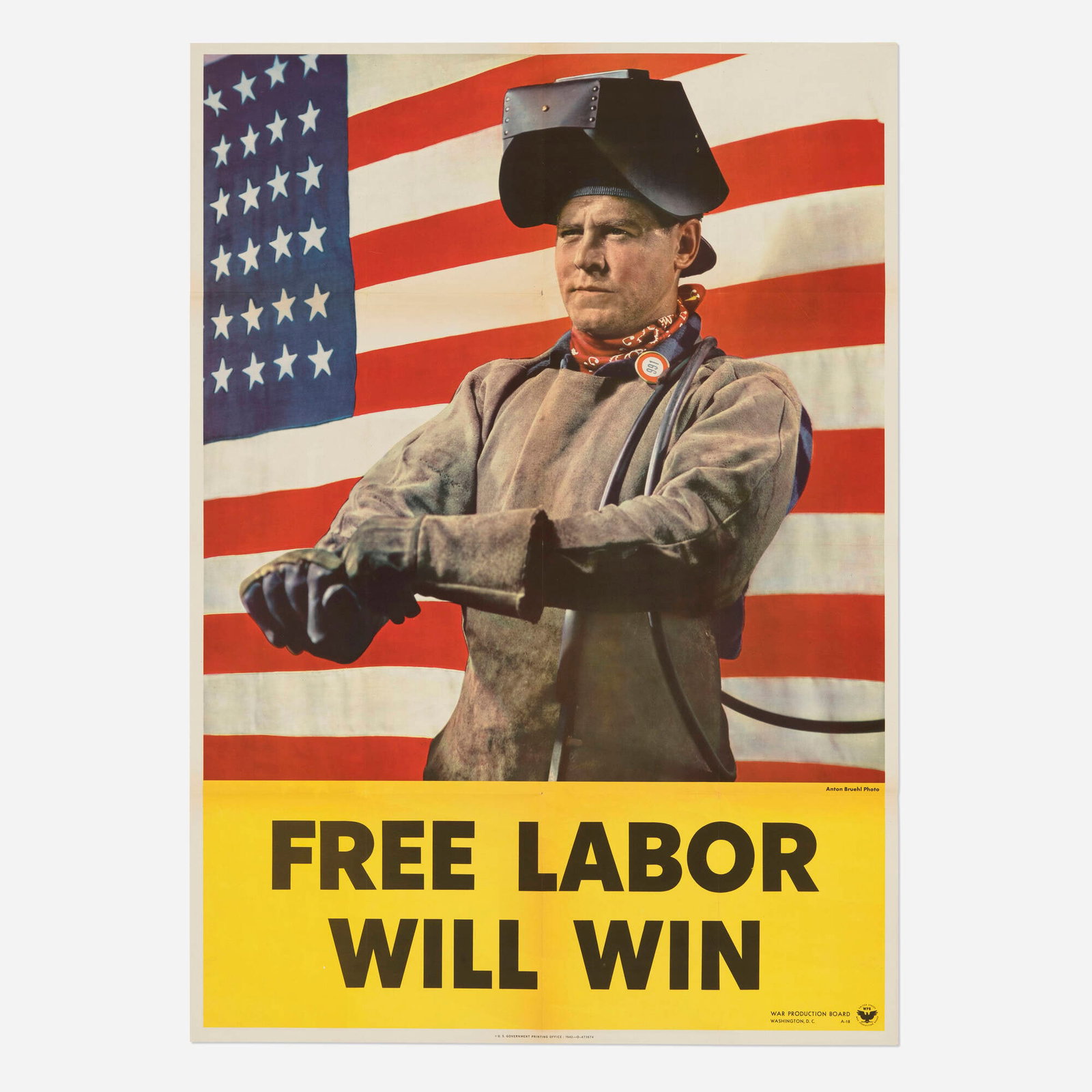 Anton Bruehl, Free Labor Will Win / World War II vintage poster (1 of 2)
