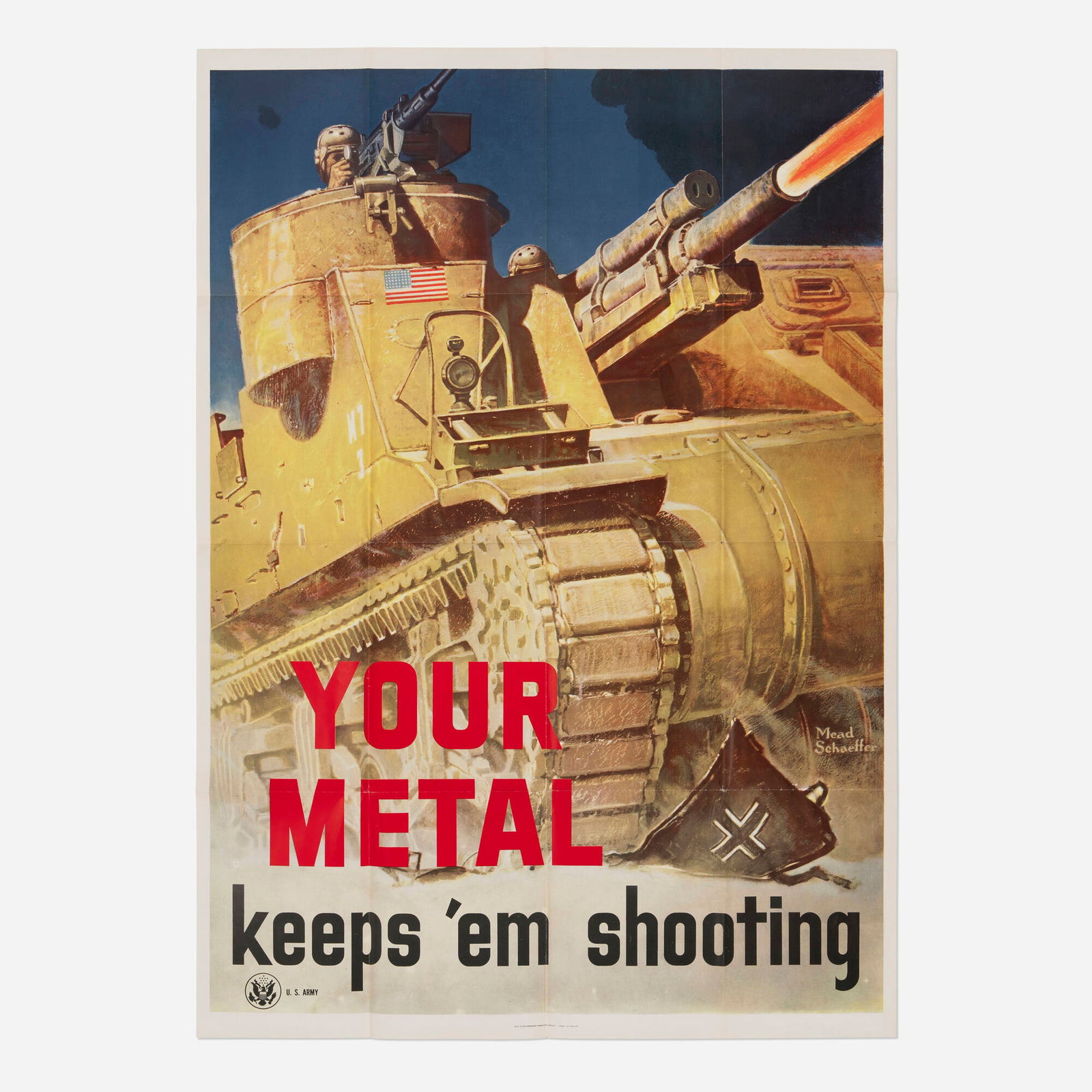 Mead Schaeffer, U.S. Army / Your Metal Keeps 'Em Shooting vintage poster (1 of 2)