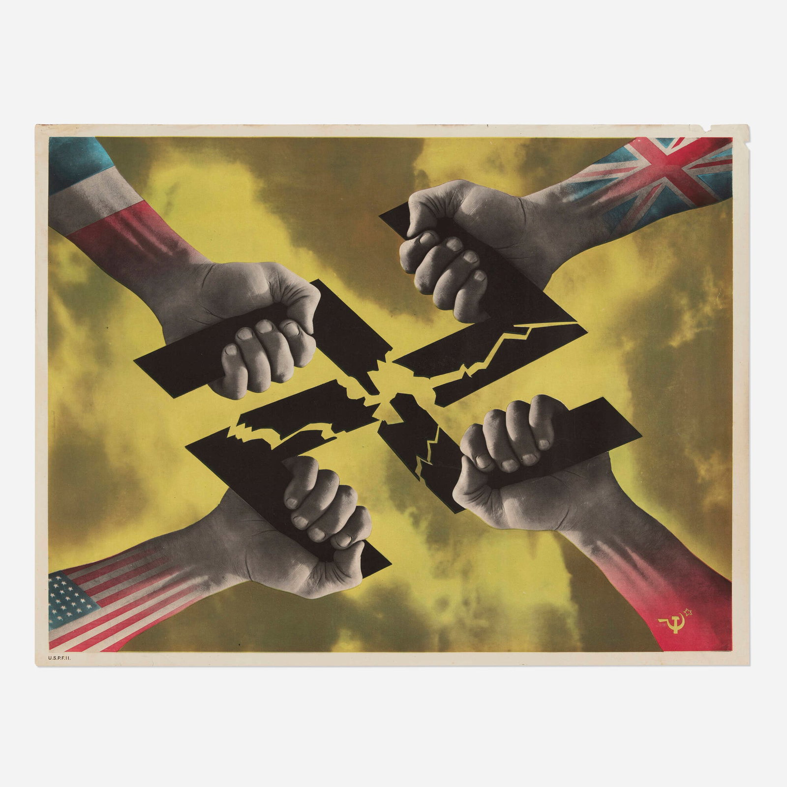Frederic Henri Kay Henrion, United / Allied Hands Breaking Swastika vintage poster (1 of 2)