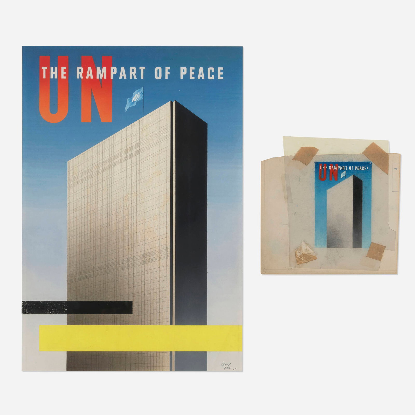 Jean Carlu, UN / The Rampart of Peace : Maquette and sketch (two works) (1 of 2)
