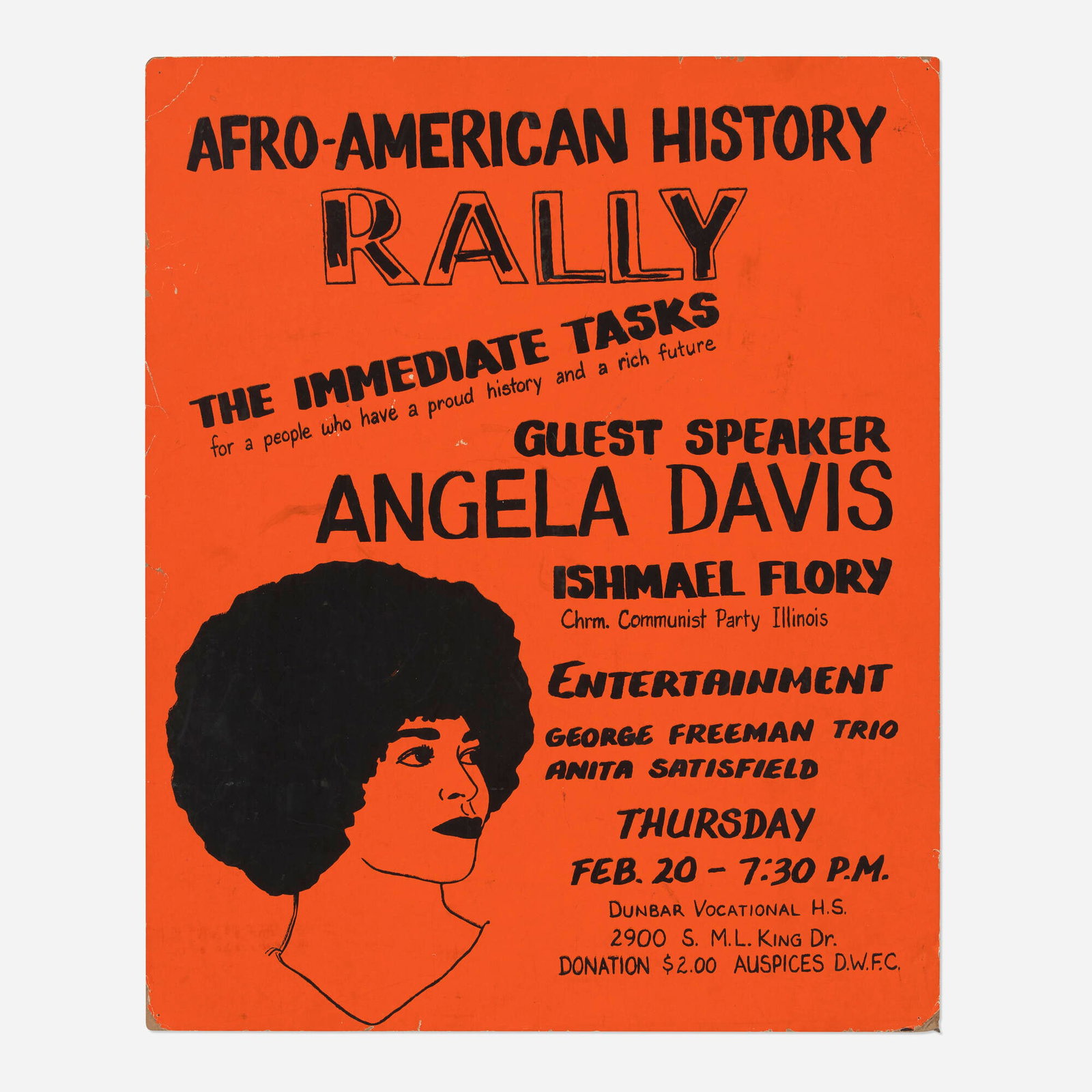 Afro-American History Rally (Chicago) / Angela Davis vintage poster (1 of 2)
