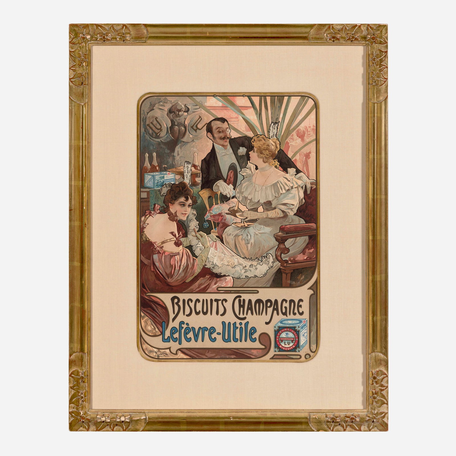 Alphonse Mucha, Biscuits Champagne / Lefevre-Utile vintage poster (1 of 2)