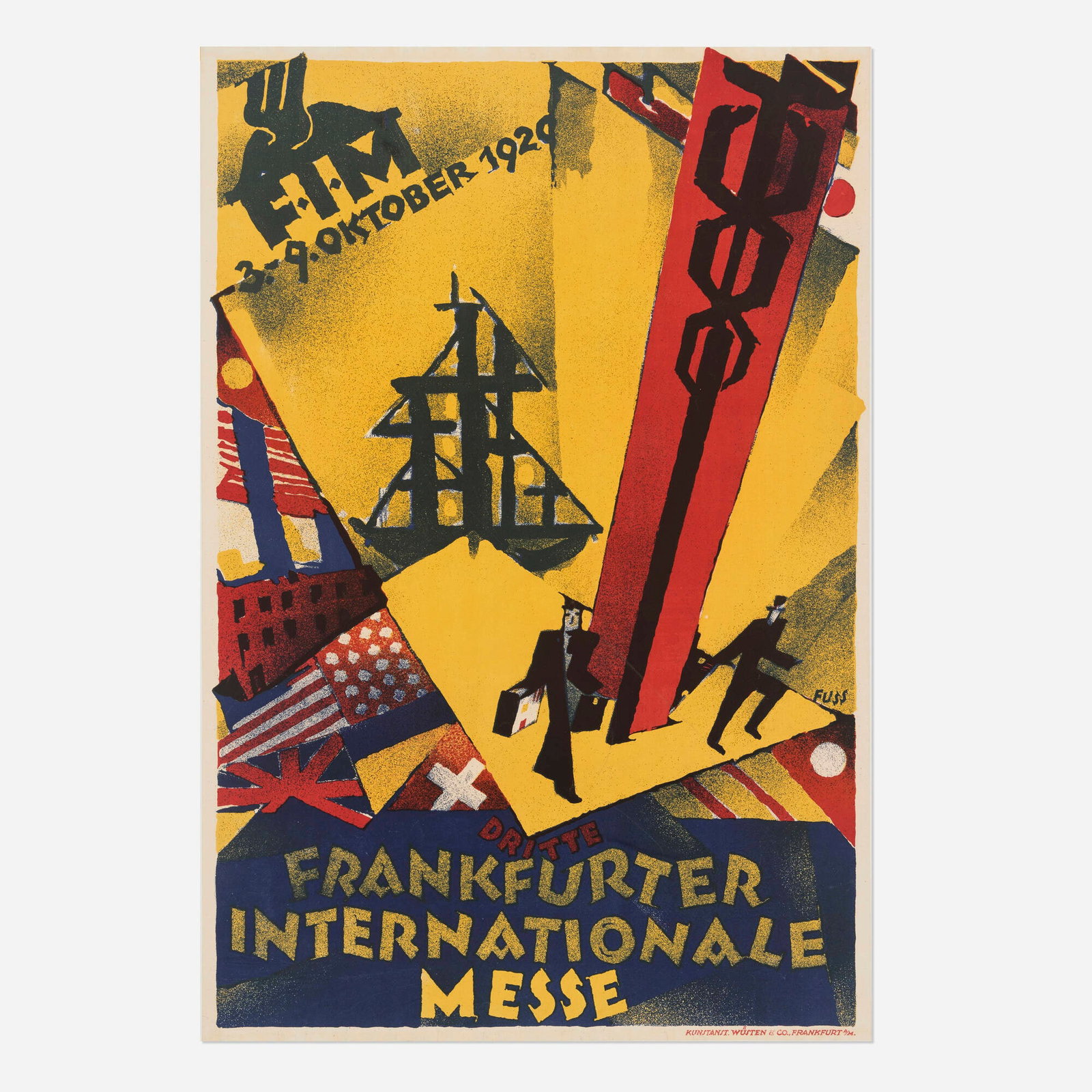 Albert Fuss, Dritte Frankfurter Internationale Messe vintage poster: Albert Fuss Dritte Frankfurter Internationale Messe vintage poster 1920 29.625 h x 19.875 w in (75 x 50 cm) The Third Frankfurt International Fair (Dritte Frankfurter Internationale Messe) took plac
