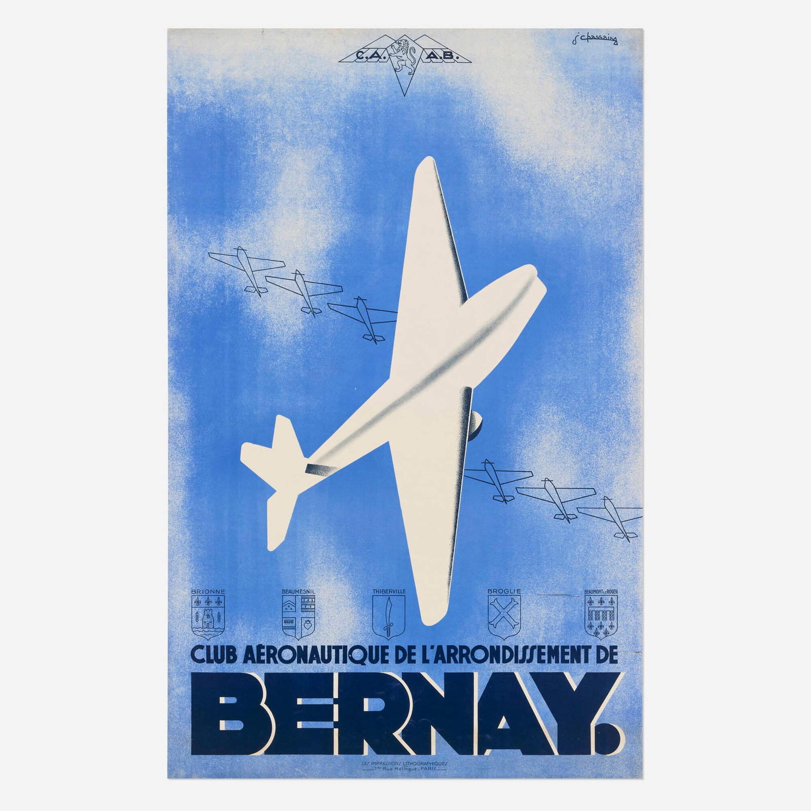 Jean Chassaing, Club Aeronautique de l'Arrondissement de Bernay vintage poster (1 of 2)