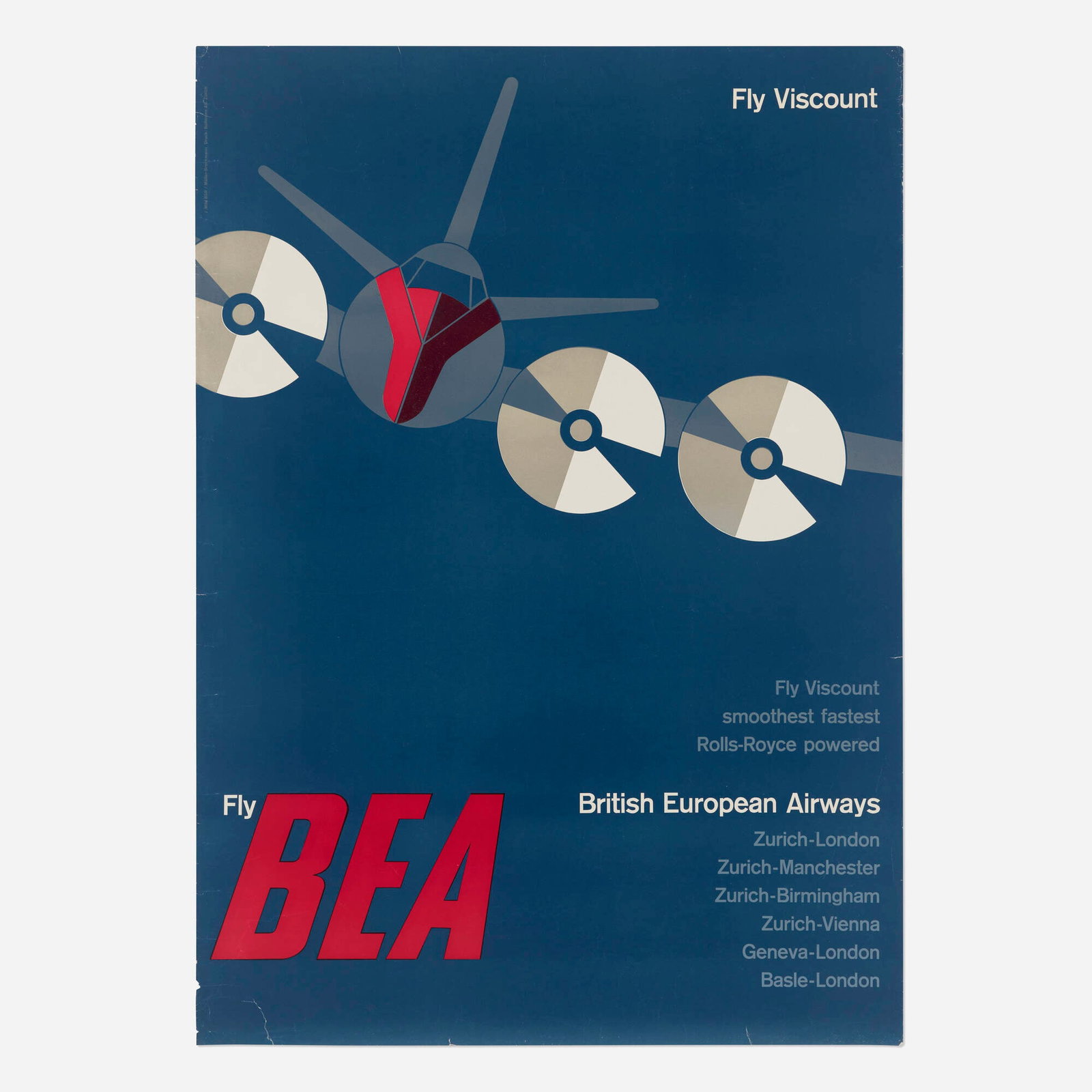 Josef Muller-Brockmann, Fly BEA (British European Airways) / Fly Viscount vintage poster (1 of 2)