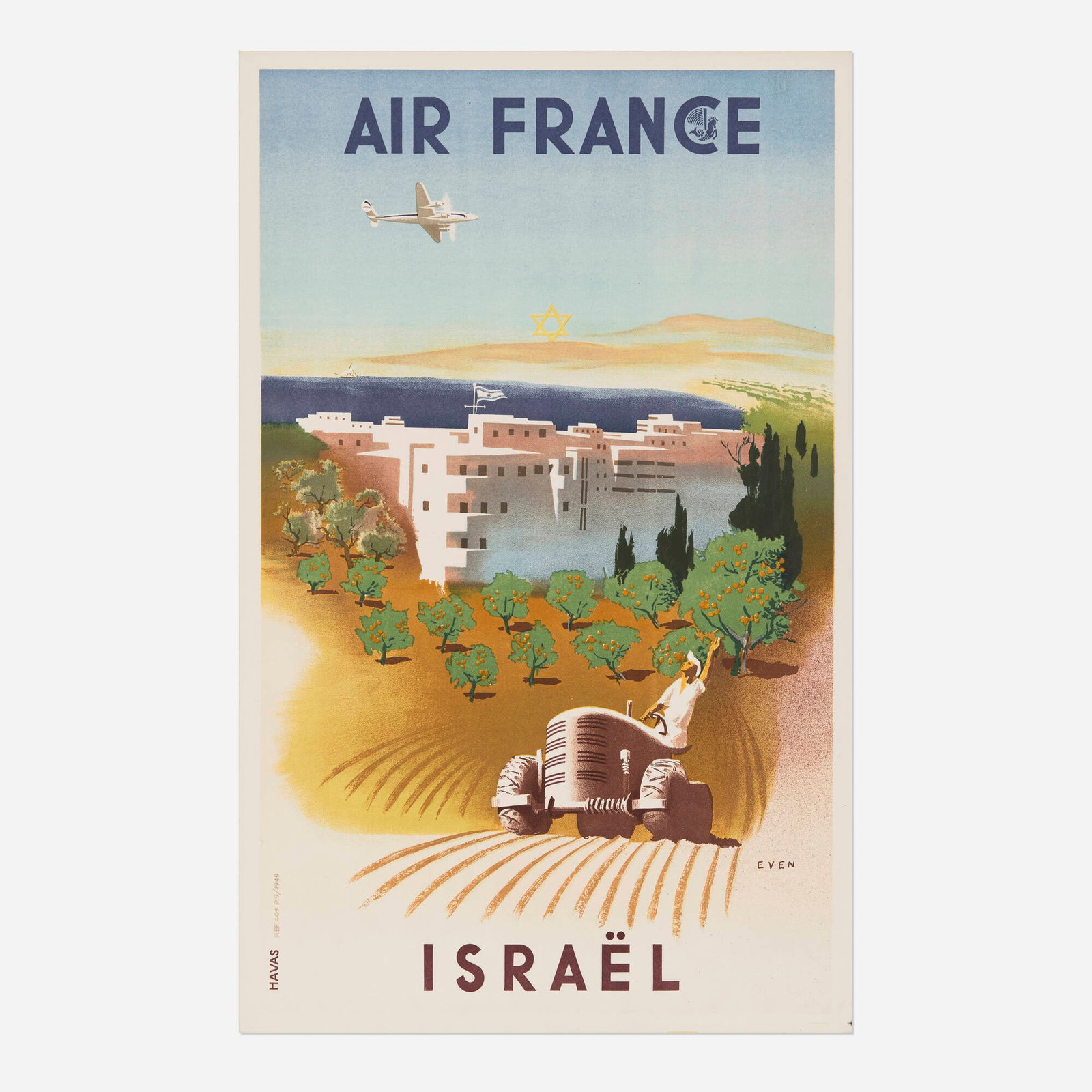Jean Even, Air France / Israel vintage poster (1 of 2)