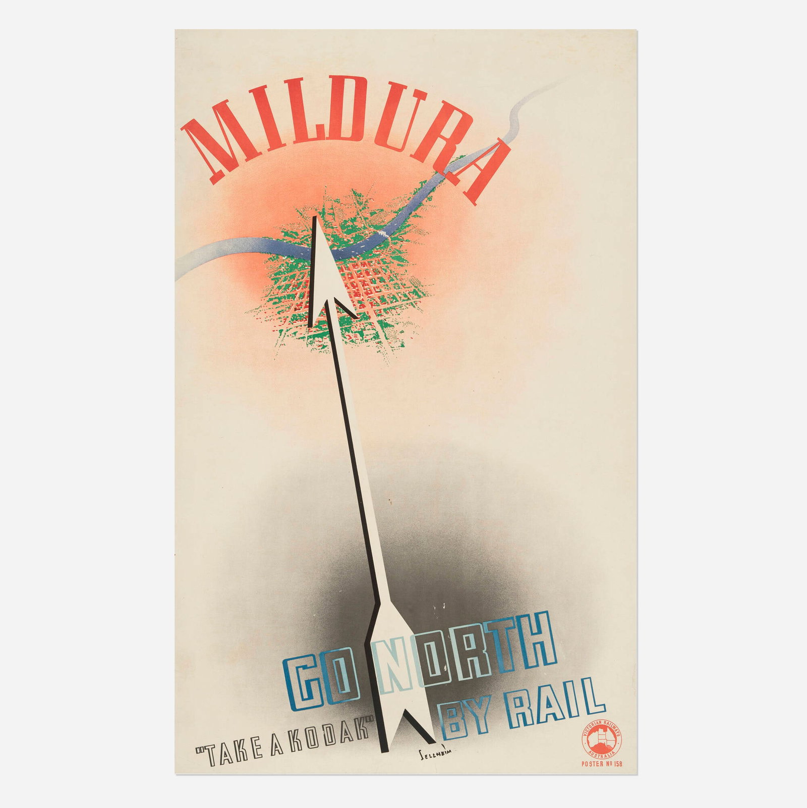 Gert Sellheim, Mildura / Go North by Rail / Take a Kodak vintage poster (1 of 2)