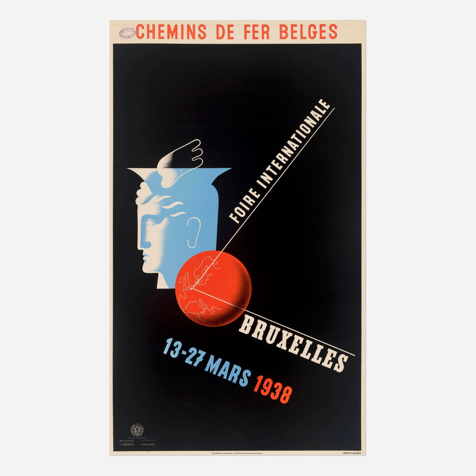 Leo Marfurt, Chemins de fer Belges / Foire Internationale Bruxelles 1938 vintage poster (1 of 2)