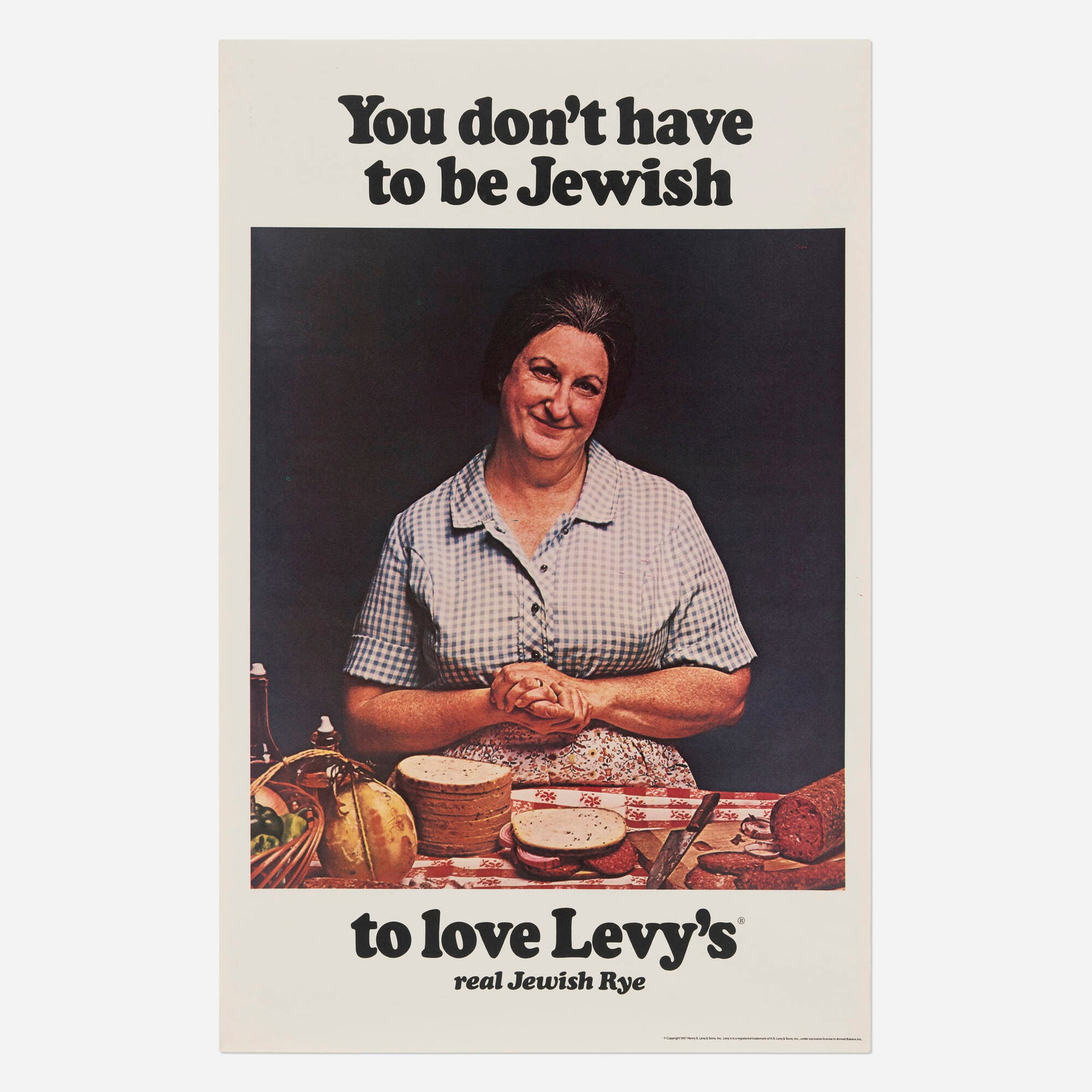 Doyle Dane Bernbach (DDB), Levy's Rye / Italian Mama vintage poster: Doyle Dane Bernbach (DDB) Levy's Rye / Italian Mama vintage poster 1971 offset lithograph in colors 45.375 h x 29.375 w in (115 x 75 cm) One of the most celebrated series of posters from the 19
