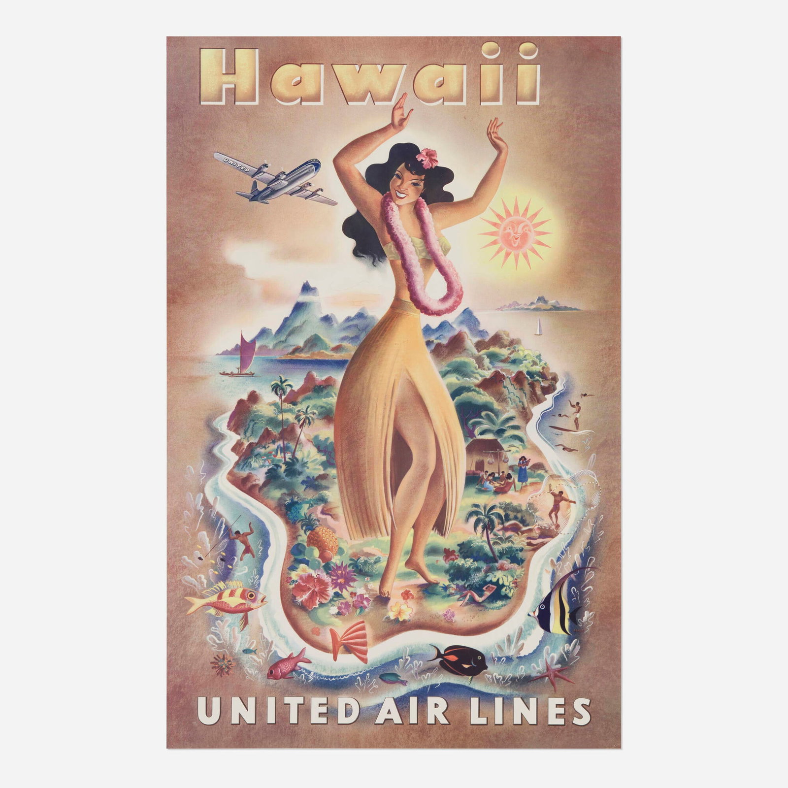 Joseph Feher, United Air Lines / Hawaii vintage poster (1 of 2)