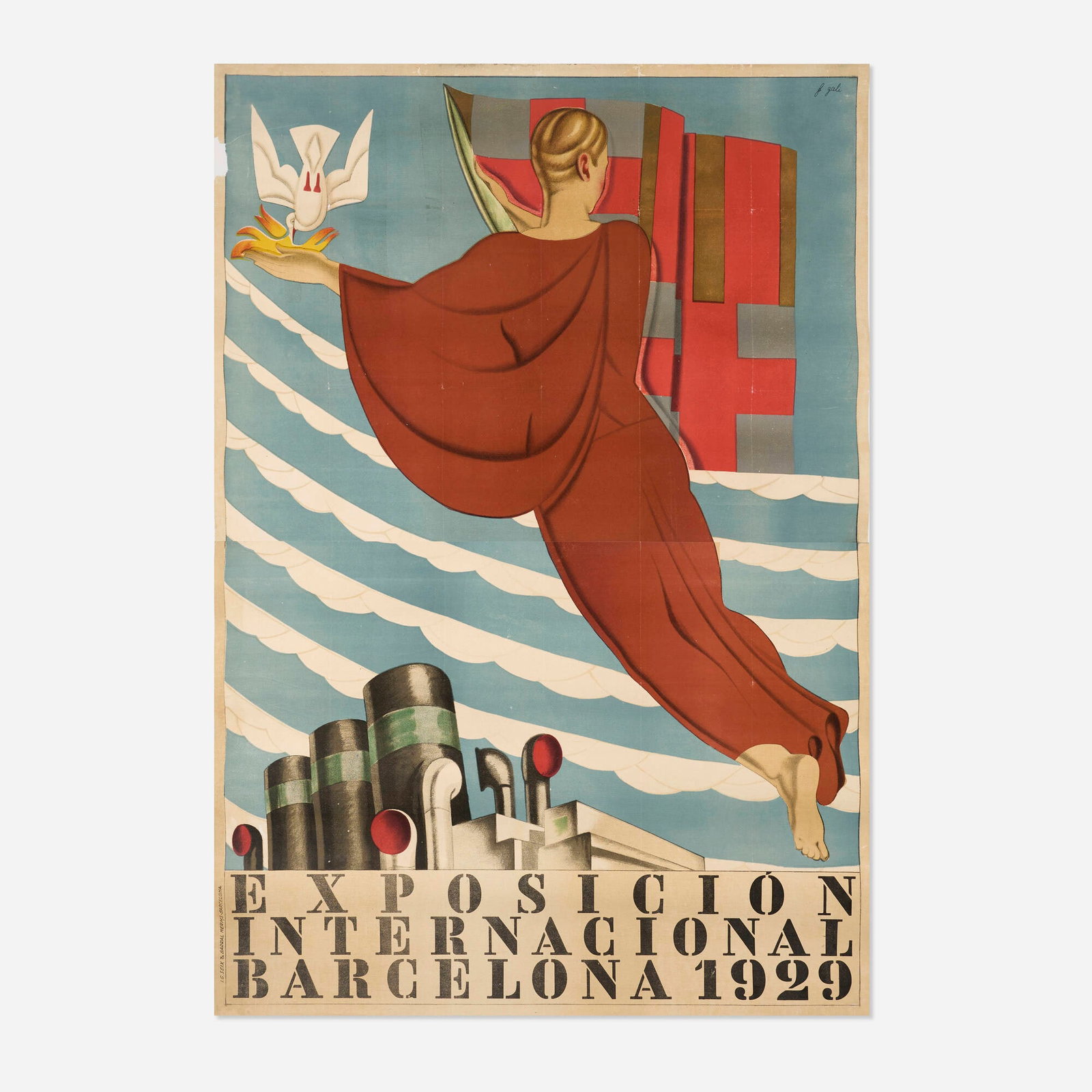 Francesc d'Assis Gali, Exposicion Internacional de Barcelona 1929 vintage poster: Francesc d'Assis Gali Exposicion Internacional de Barcelona 1929 vintage poster 1929 65.5 h x 46.25 w in (166 x 117 cm) The Exposicion Internacional de Barcelona 1929 was a world's fair held from May 