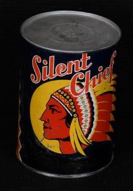 Silent Chief Motor Oil One Quart Round Metal Can w/Logo (1 of 4)