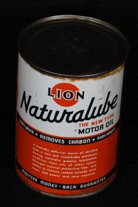 Lion Naturalube Motor Oil Quart Round Metal Can (1 of 4)