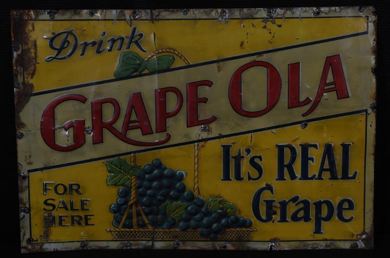 Drink Grape Ola w/ Grapes Metal Sign (1 of 4)
