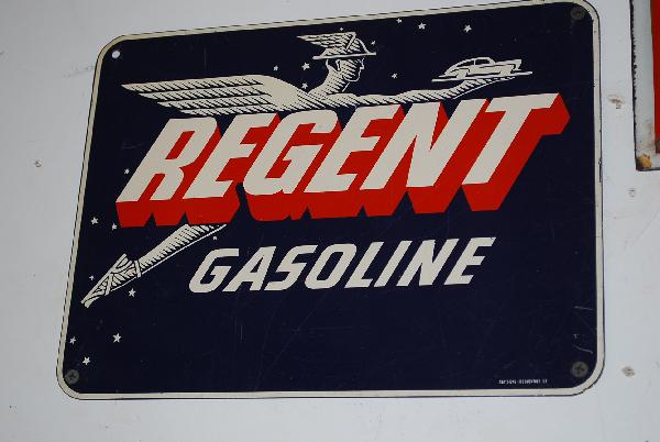 Regent Gasoline with logo, SST sign, 9x12 inches,