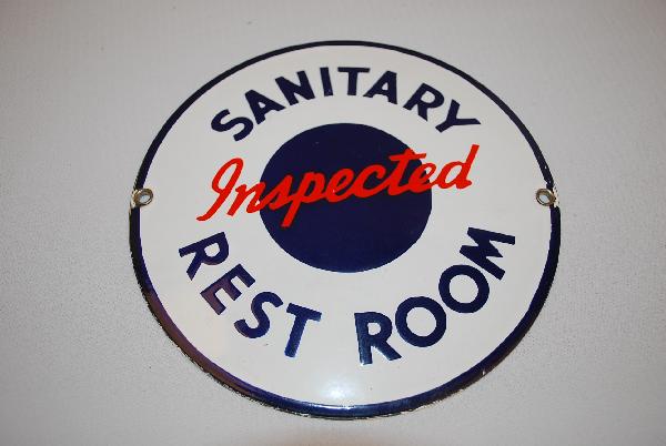 (Amoco) Sanitary Inspected Rest Room SSP sign, 7 i