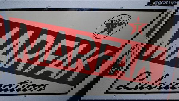 Texaco (white-T) Marfak Lubrication SST sign, 24x: Texaco (white-T) Marfak Lubrication SST sign, 24x40 inches,